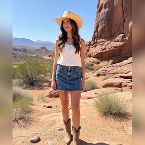 Paris Blues Vintage Distressed Denim Skirt Size Small